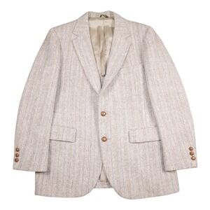 Harris & Frank Men's Harris Tweed Sport Coat Herringbone Tan Wool 42R